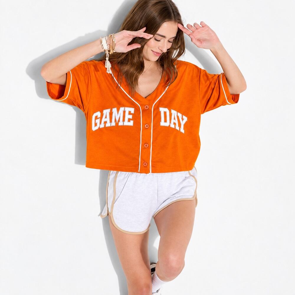 Wild Fable Game Day Cropped Jersey Women’s Small Orange Baseball football